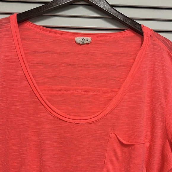 POL neon coral long sleeve top - Picture 2 of 3